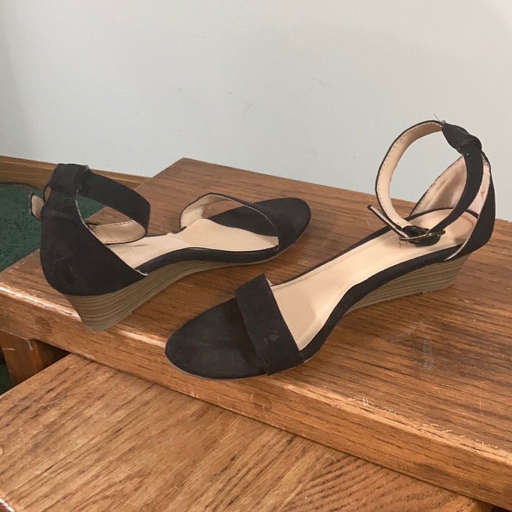 Black Suede Wedge Heels